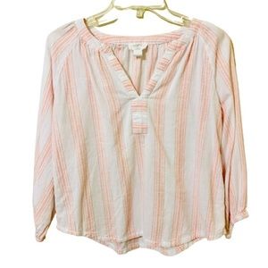 Ane Taylor Loft Lounge Top - White/Orange - Size Small